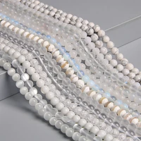 natural white stone beads loose clear white quartz crystal jades agates gem round beads for jewelry making bracelet necklace diy