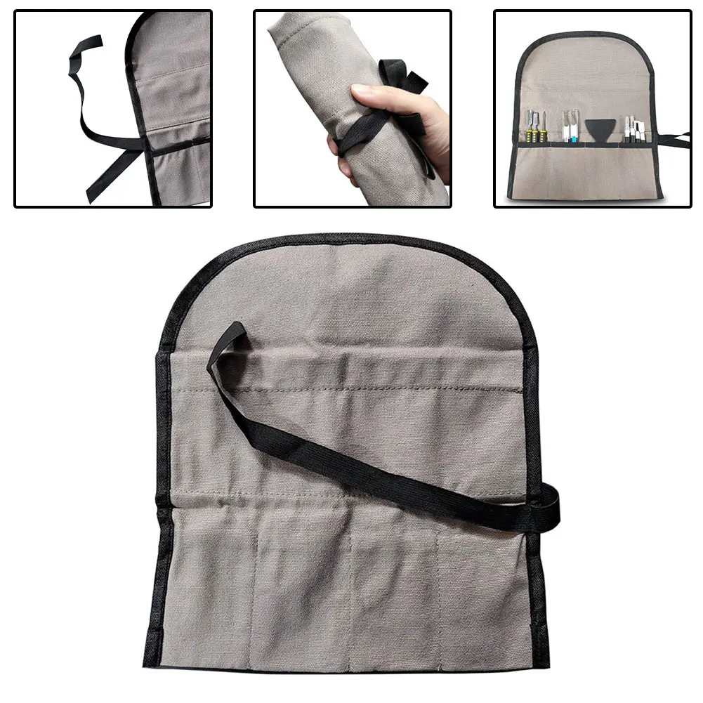 

Toolkit Tool Bag 28*31.5cm High Capacity Multiple Pockets Oxford Cloth Roll Up Style Wear Resistant High Quality