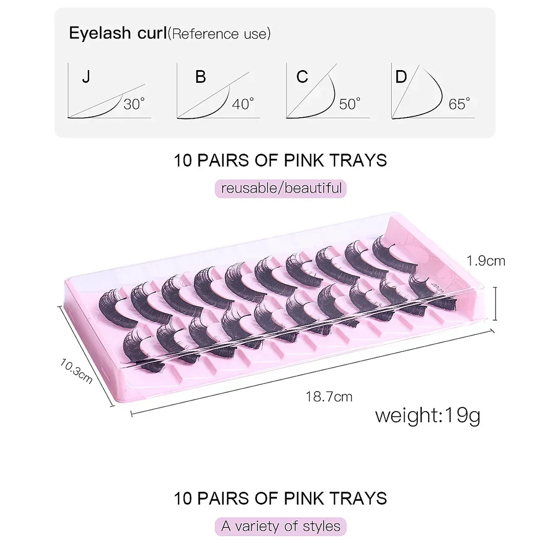 10 пар DD Curl Lashes русские полосатые ресницы 3D норковые натуральные длинные