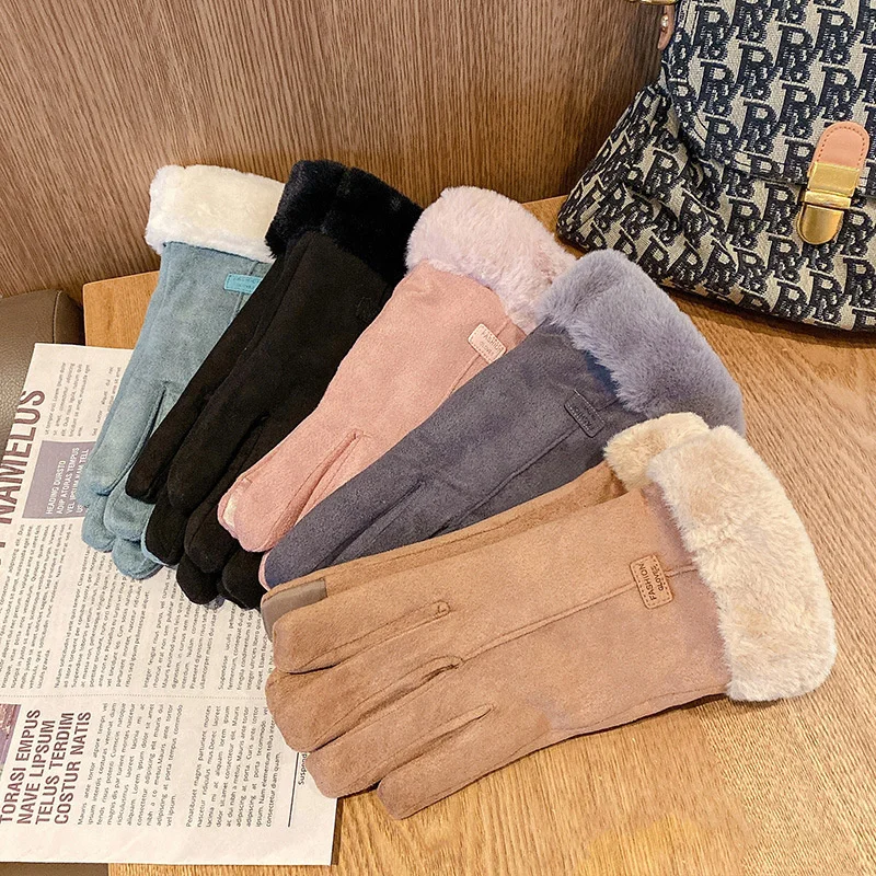 

Подходит для перчаток, езды на велосипеде, плюша, теплых, холодных и ветрозащитных студентов, замшевый сенсорный экран с пятью пальцами зимо...