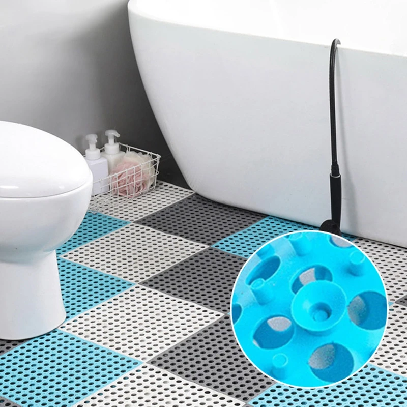 

1/4/6Pcs PVC Splicing Bathroom Mat Square Bath Mats Hollow Out Bathtub Carpet Waterproof Non Slip Doormat Toilet Rug 30cmX30cm