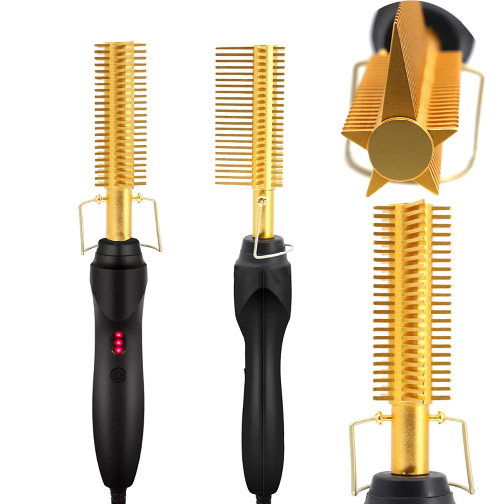 

Electric Curling Comb Heating Brush Straightener Multifunctional Wet Dry Straightening Rod