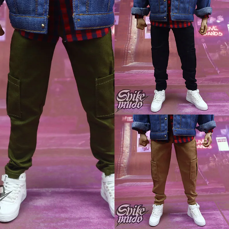 

In Stock 1/6 Scale Male Soldier Trend Fashion Slim Casual Cargo Pants Pencil Trousers with Pockets Fit 12'' Action Figure Model