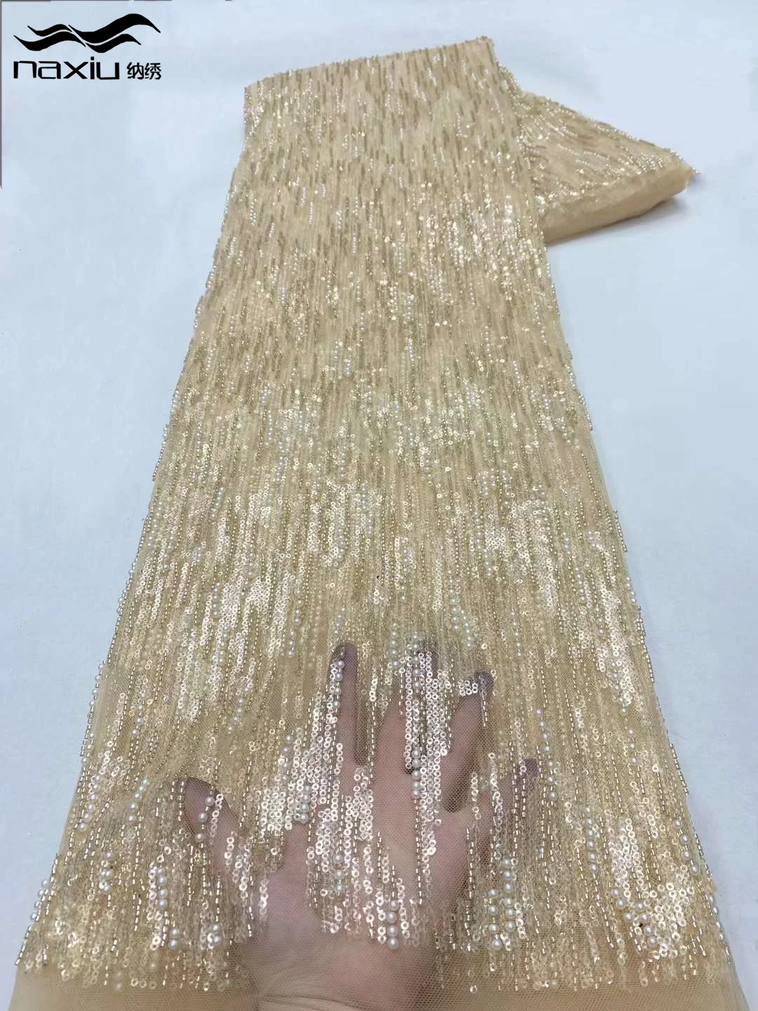 Роскошные африканские бусины Madison Coffee сетчатая кружевная ткань 2024 нигерийские