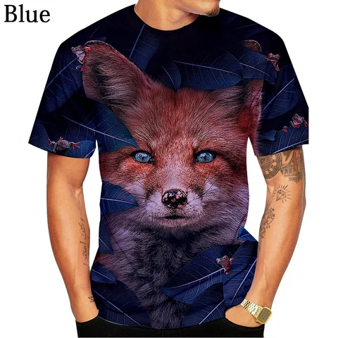 Мужская футболка из полиэстера с 3D принтом лиса