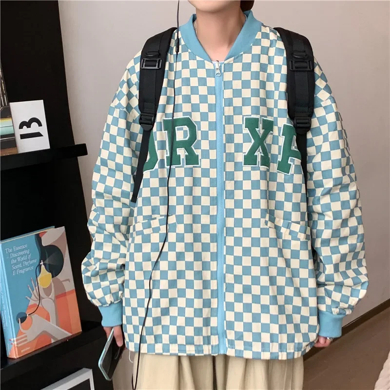 Мужская Двухсторонняя куртка в клетку повседневная американском стиле для весны