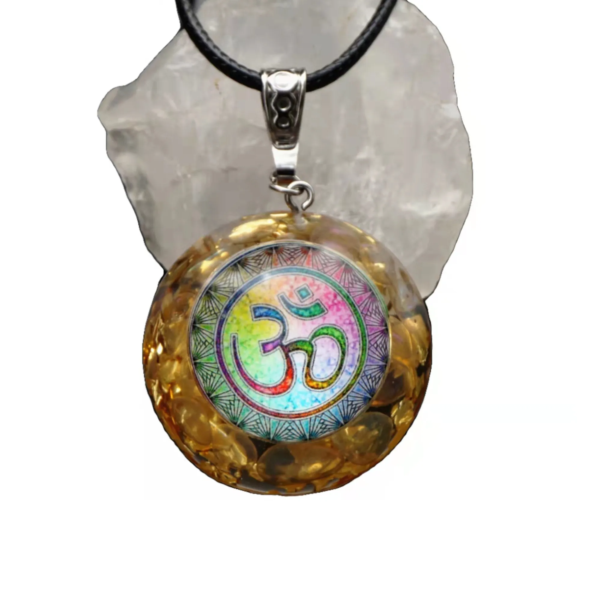 

Handmade Orgonite Pendant Moonstone Crystal Energy Chakra EMF Protection Orgone Healing Jewelry