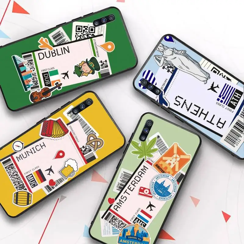 

Hot City Travel Air ticket Phone Case for Samsung A51 01 50 71 21S 70 31 40 30 10 20 S E 11 91 A7 A8 2018