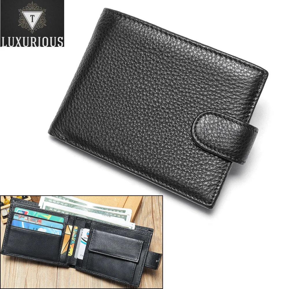 

Wallet Holder For Men Cowhide Leather Small Purse Mini Coin Cash Pocket Flip Hasp Cultch Bank Credit Card
