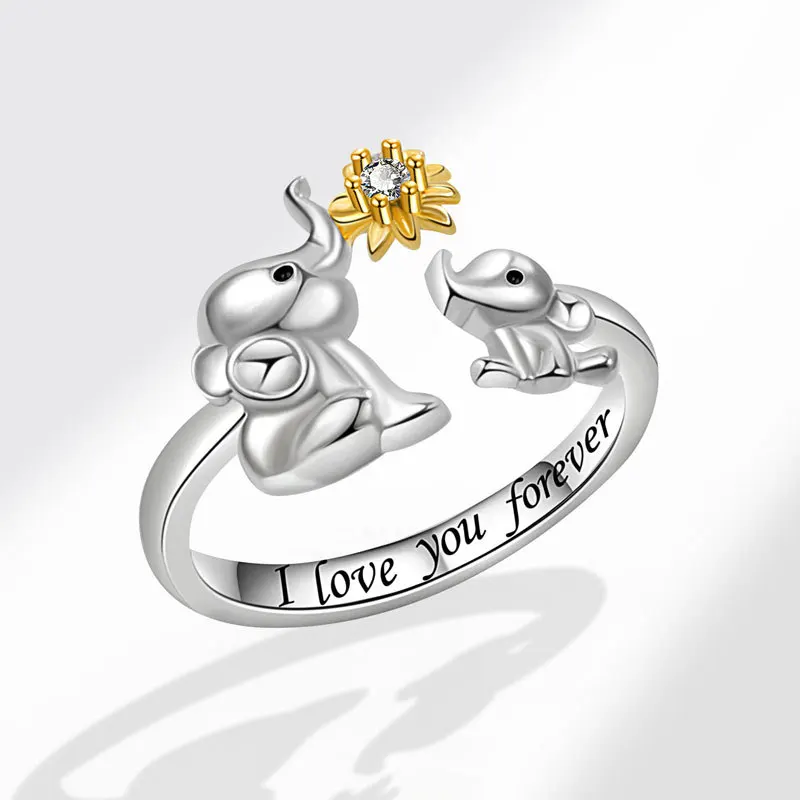 

Stainless Steel Two Elephant Rings For Women Adjustable Daisy Flower Ring 2023 Trendy Aesthetic Jewelry Wedding Gifts anillos