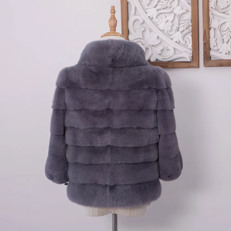 High quality new women's 100% real mink fur coat fashionable winter warm natural animal fur coat celebrity style mink coat light