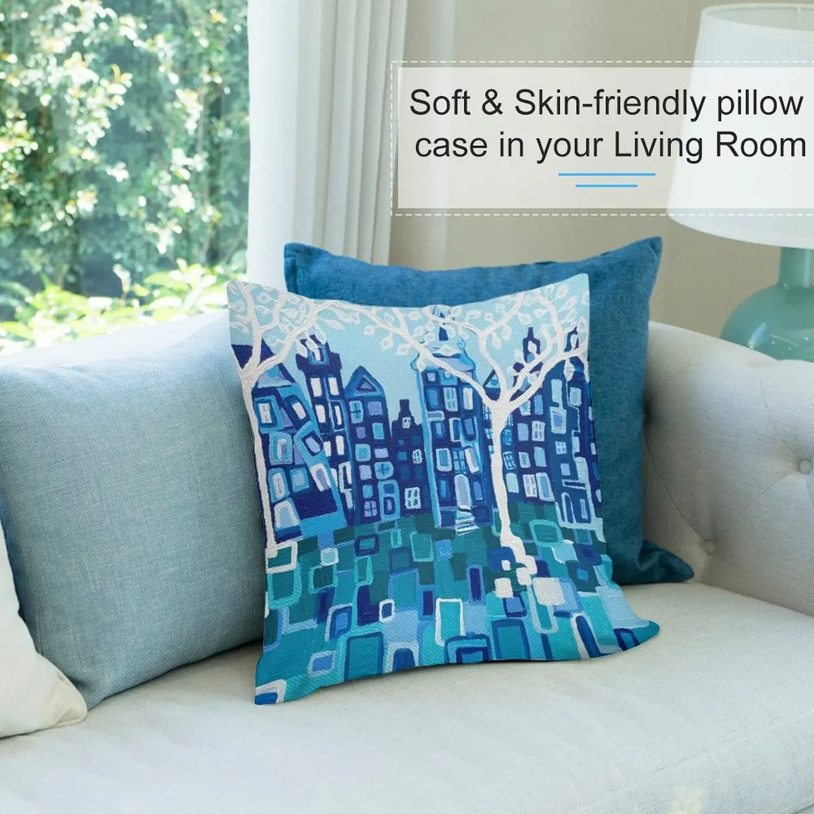 Полиэстеровый чехол для подушки Амстердам: угол обрывных улиц