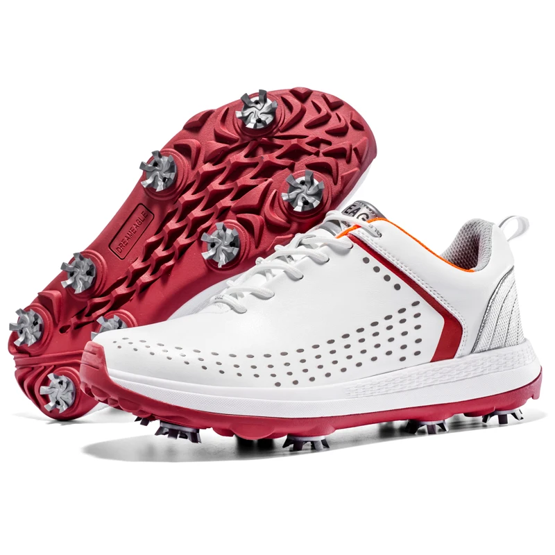 

New waterproof golf shoes men's plus size 40-47 size professional golf shoes men's luxury walking shoelace spikes