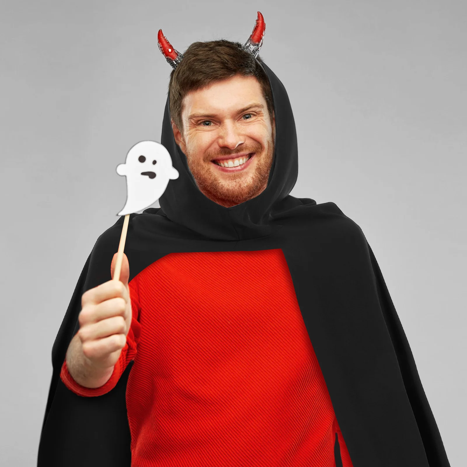 Костюм на Хэллоуин накидка плащ вампира аксессуар с капюшоном черный халат