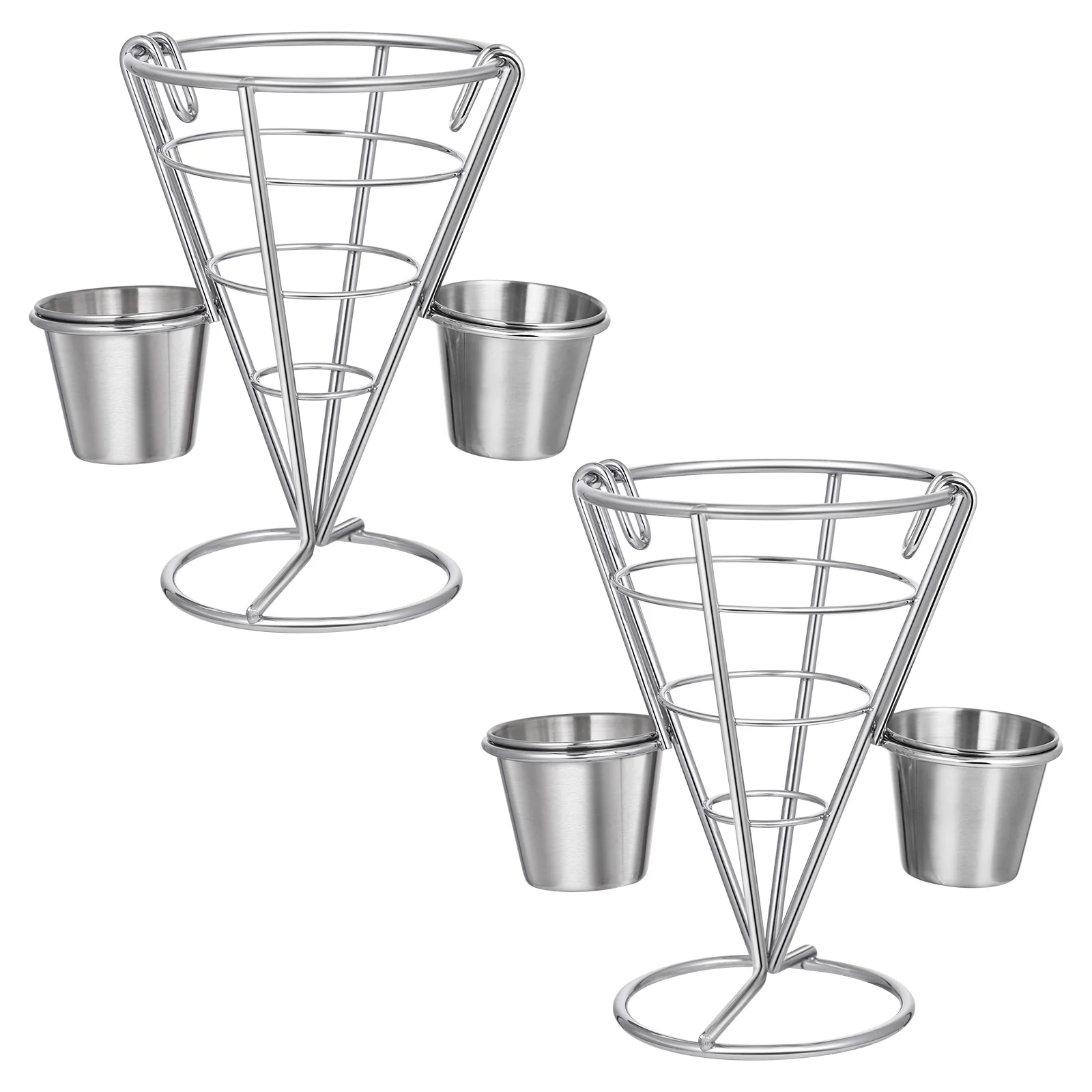 

French Cone Fry Holder Fries Basket Stand Snack Serving Rack Chips Stands Display Car Wire Buffet Metal Appetizer Holders