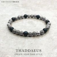 bracelets cross beads obsidian for rebel men trendy gift europe style heart masculine 925 sterling silver jewelry