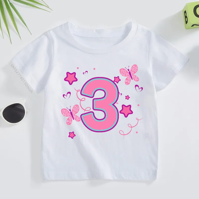 

Summer Baby Boys Girls Clothing Children Short Sleeve T Shirts Boys Tees Kids Clothes Birthday Number Print T-shirt