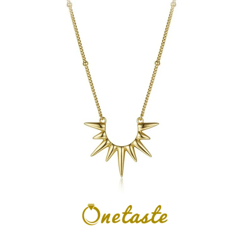 

925 Sterling Silver Gold Plated Sunshine Choker Necklaces For Women French Style Simple Necklaces 45cm