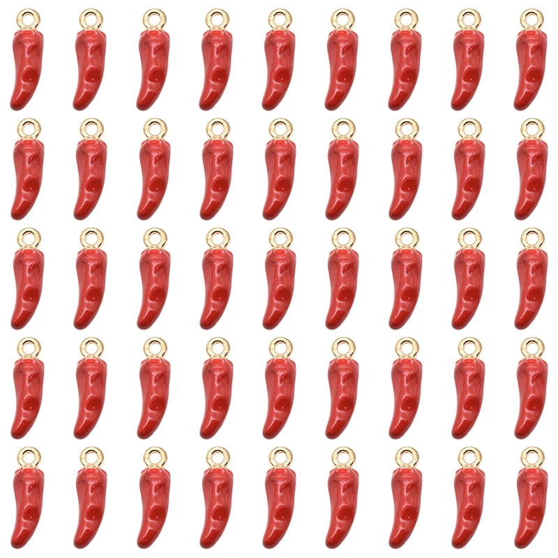 

10pcs Red Chili Enamel Charms Alloy Metal Gold Plated Pepper Pendants For DIY Crafting Earring Bracelet Necklace Jewelry Making