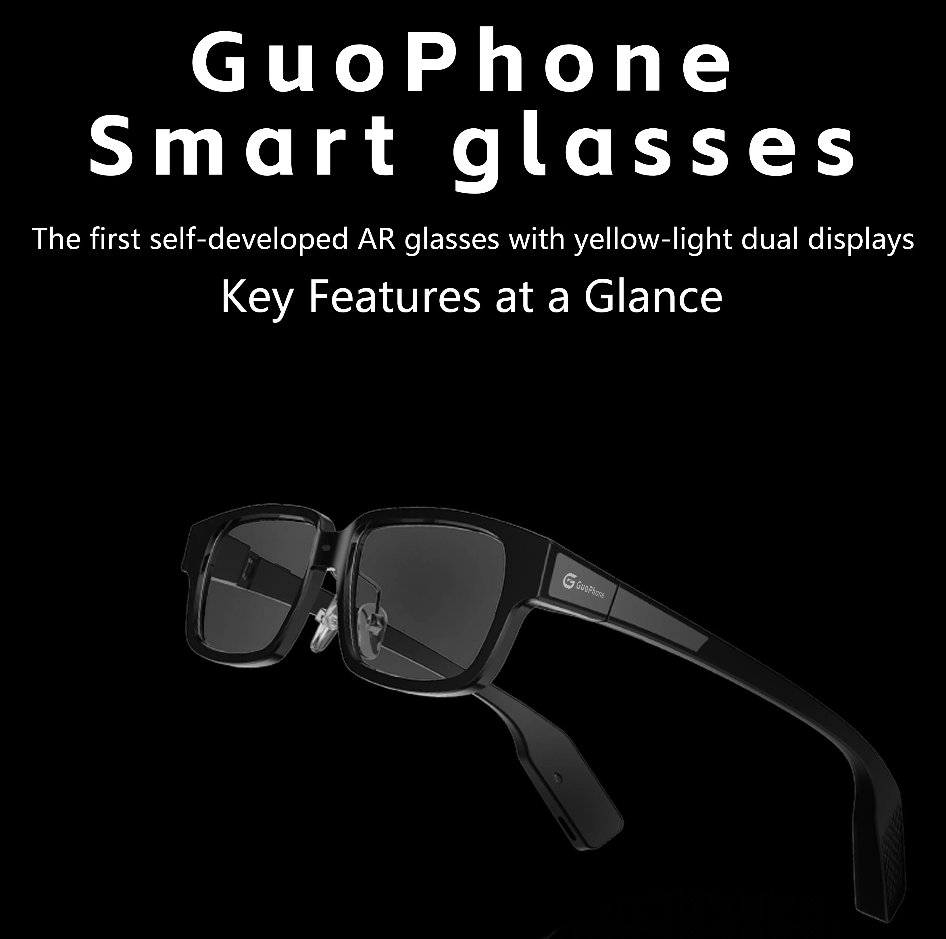 Фото Смарт-очки Guo Phone G3 с диффракционным волноводом, двойным дисплеем, AI-переводчиком, 5.3, 2500 нит, 38 г, видео 2K/1080P, GPS №3