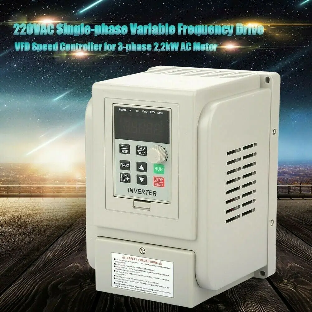 

3HP 2.2KW Single To 3Phase VFD Variable Frequency Drive Inverter Speed Converter PWM Control Over-current Short Circuit Protecti