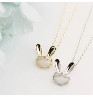 s925 full body sterling silver rabbit necklace womens versatile cats eye stone chain jewelry does not fade and is not allergic