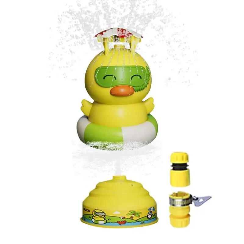 

360 Degree Rotation Sprinkler Water Spray Outdoor Toy Backyard Cute Duck Water Toys Summer Yard Cartoon Splash Sprinkler