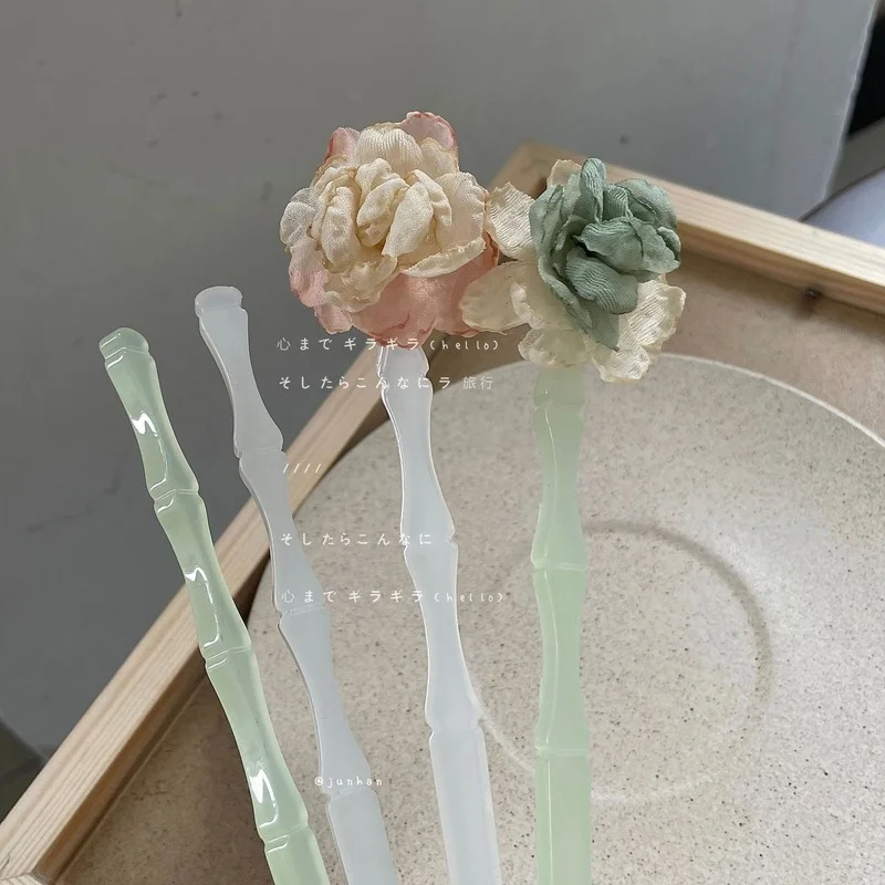 

Dry flower hairpin pan head bamboo hairpin ancient style cheongsam Hanfu headdress elegant temperament ancient costume hairpin