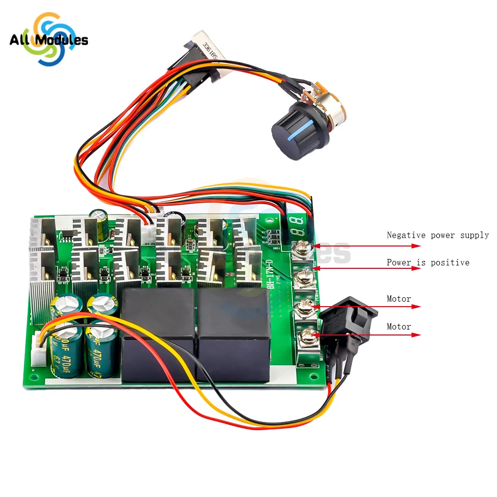 

Цифровой дисплей 60A DC 10-55V, реверсивный модуль 0 ~ 100%, регулируемый двигатель постоянного тока макс. A