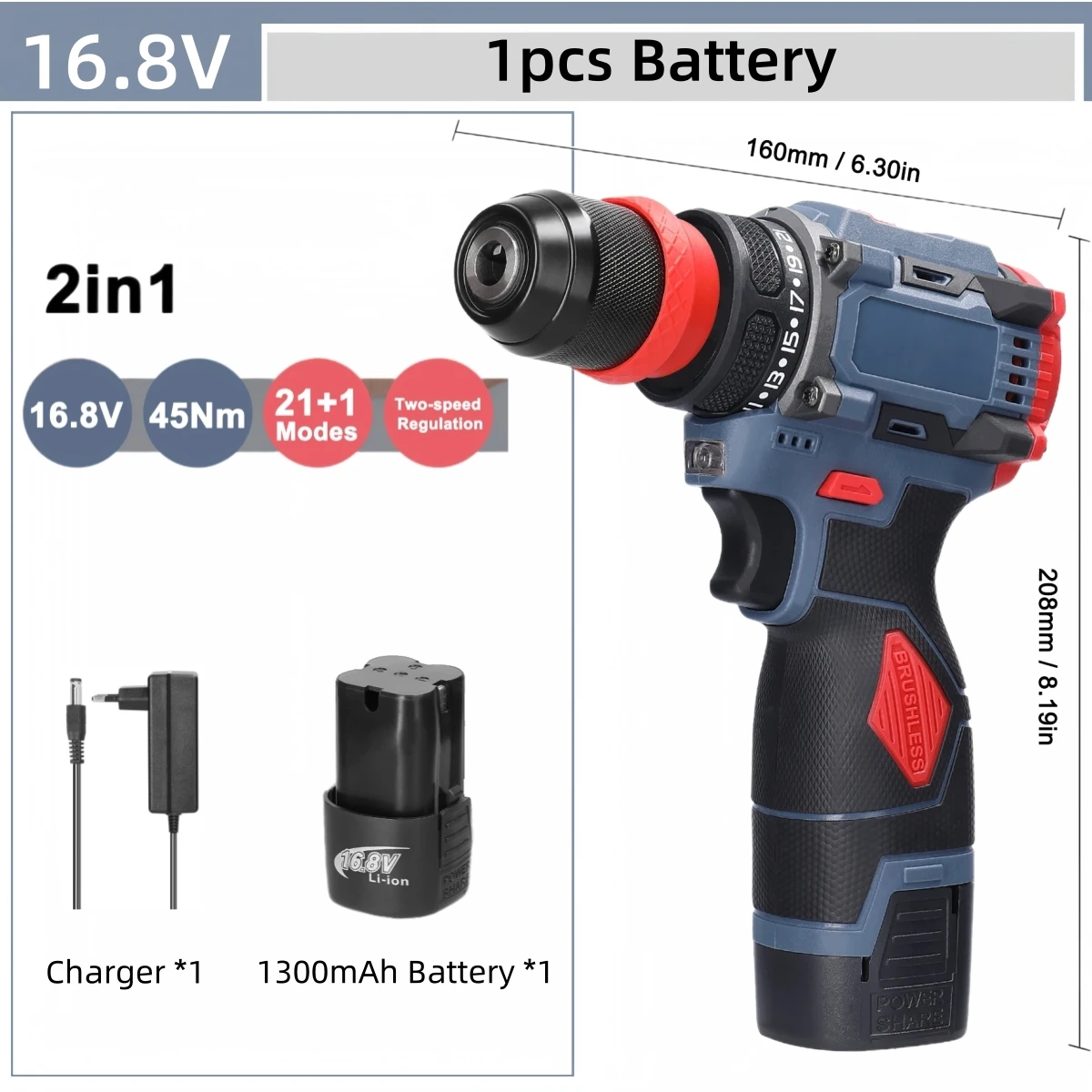 

Бесщеточная отвертка 16,8 В/21 В, литиевая электрическая дрель, электроинструмент, бесщеточный двигатель, практичная отвертка, набор для ремонта инструментов