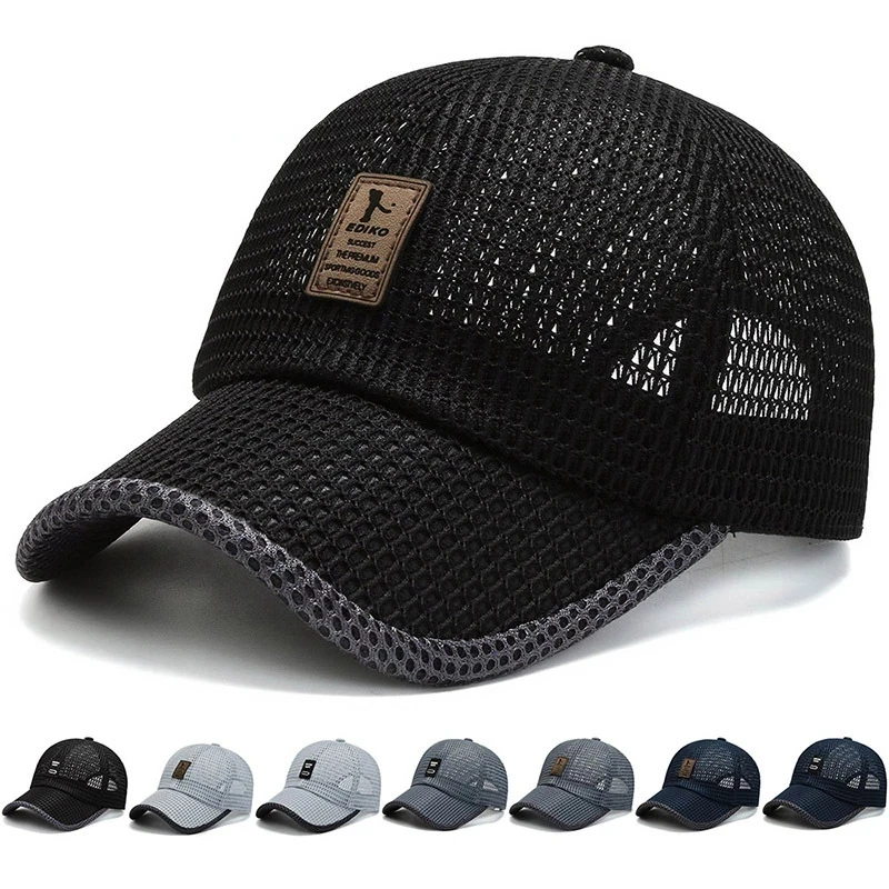 Net Cap Breathable Men Baseball Cap Outdoor Sports Dad Cap Casual Adjustable Snapback Hat Summer Golf Hat