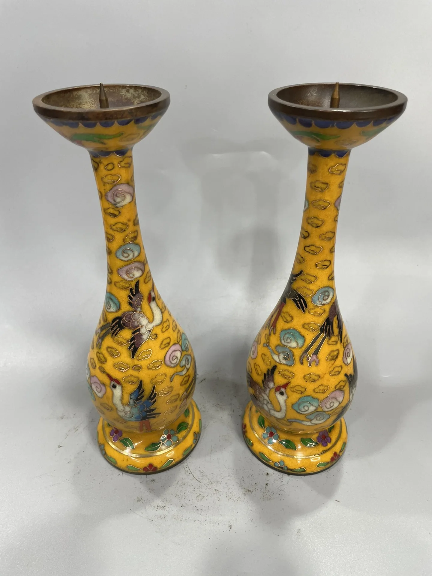 Коллекция тибетских храмов старое эмалированное Украшение 9 дюймов подсвечник с