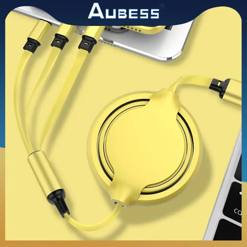 

Data Line Retractable Green Charging Data Cable Folding-resistant Silicone Three-in-one Charging Line Office Accessories 3 In 1