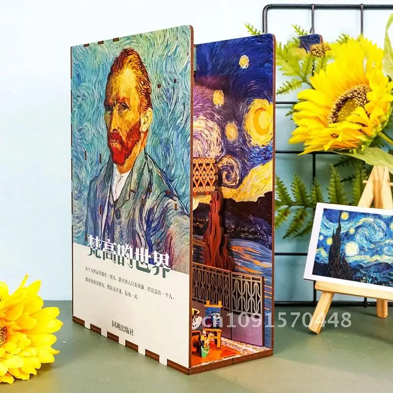 DIY книжный уголок вставка наборы полок деревянный миниатюрный строительный