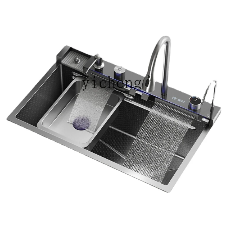

Раковина Feiyu с цифровым дисплеем, водопад из нержавеющей стали, Бытовая мойка для посуды XL