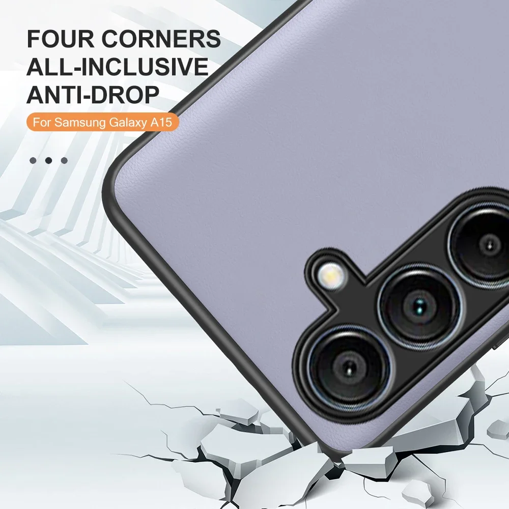 Кожаный чехол для телефона с простым кожей Samsung Galaxy M35 5G мягкая рамка из ТПУ