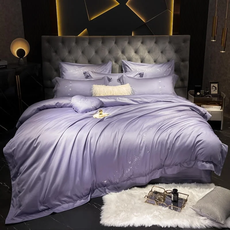 

Chic Diamond star Duvet cover Satin Gorgeous Soft Long Staple Cotton Bedding set 1Duvet Cover+1Flat Sheet+2Pillowcases