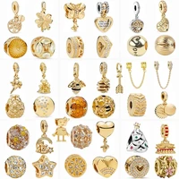 pandoraer bracelet necklace diy charms pendant women heart shape jewelry fashion gift ranqin golden leaves bee love bell beads