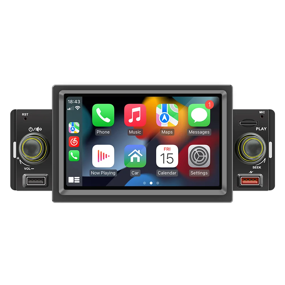 BQCC 5-футовый Автомобильный Мультимедийный Плеер 1DIN CarPlay Android Bluetooth MirrorLink FM-радио