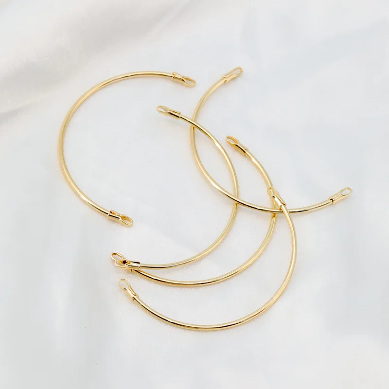 

4Pc/Lot DIY Curved Bracelet Bangle Material Jewelry Making Accessories 18K Gold Plated Charms Bangle Connector with Double Loop