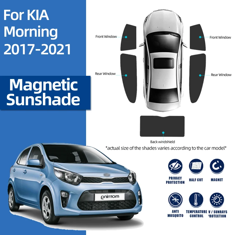 Для Kia PICANTO JA MORNING 2017-2024 Магнитный автомобильный солнцезащитный козырек занавеска