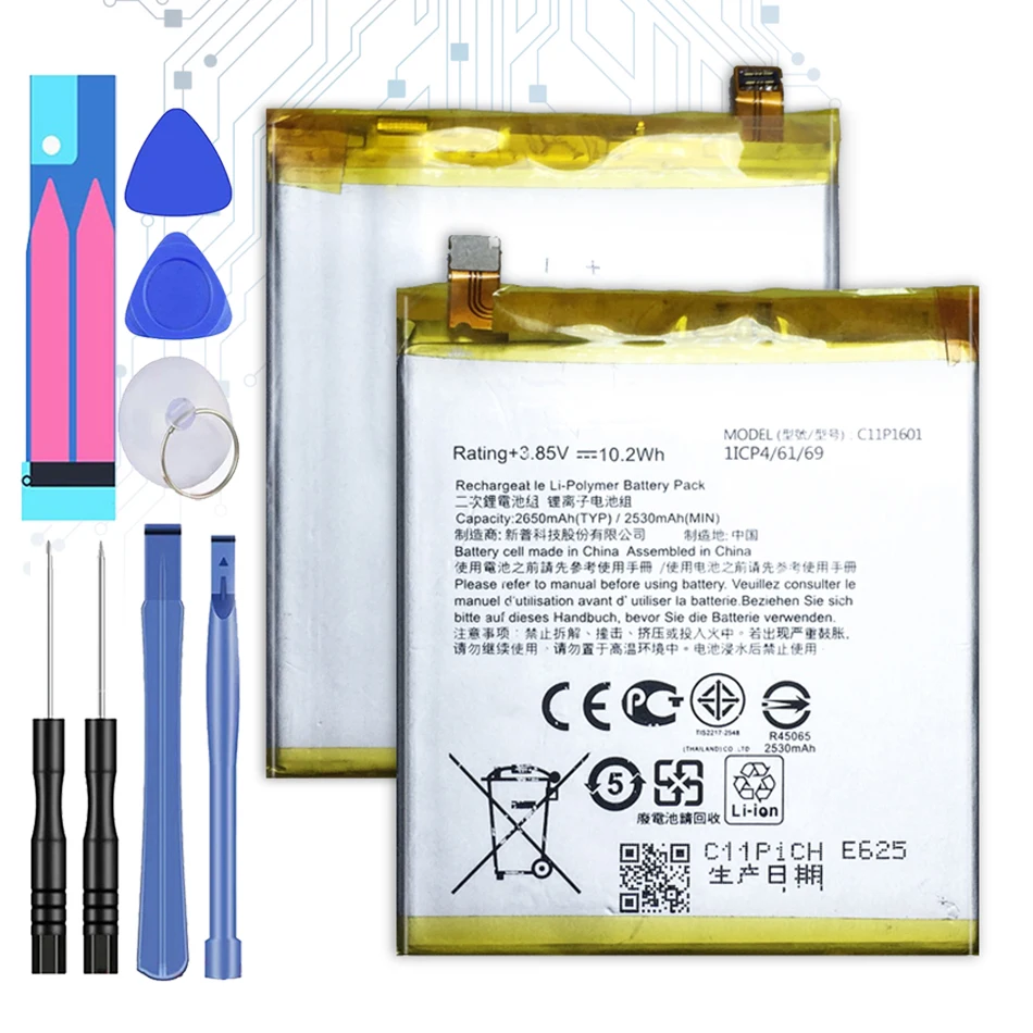 

For ASUS C11P1601 2650mAh New Battery For ASUS Zenfone 3 Zenfone3 ZE520KL Z017DA Live ZB501KL A007 Batteria + Free Tools