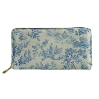 retro french country toile pattern long wallet girls%c2%a0simple zipper card bag multifunctional%c2%a0premium female coin purse decoration