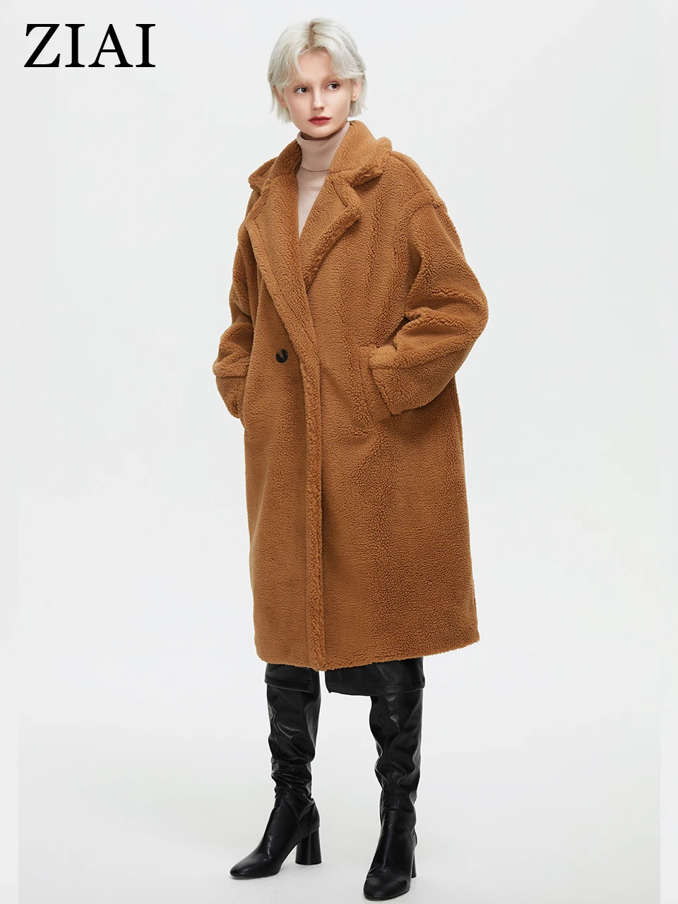 Новинка Женская Тедди куртка ZIAI зимнее плюшевое пальто женская верхняя одежда из