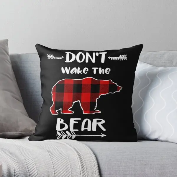 

Do Not Wake The Bear Black Red Buffalo P Printing Throw Pillow Cover Case Sofa Comfort Square Throw Fashion Pillows not include