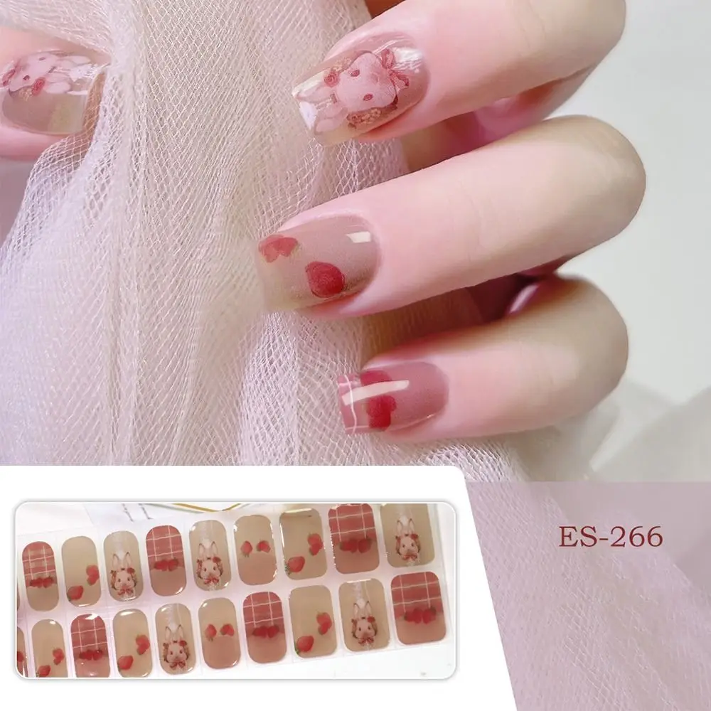 Полуотвержденные гелевые полоски для ногтей с блестками осенние листья кроликов