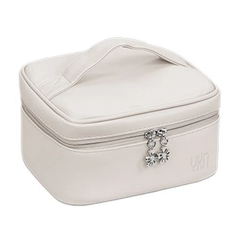 

ASDS-Medium Cosmetic Bag PU Leather Waterproof Zipper Make Up Bag Travel Washing Makeup Organizer Toiletry Bag