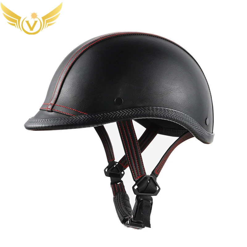 Mexican Motorcycle Helmet Baseballcap Helmet Retro Leather Lightweight Equestrian Classic Vintage Ventilation Vespa Accessories enlarge