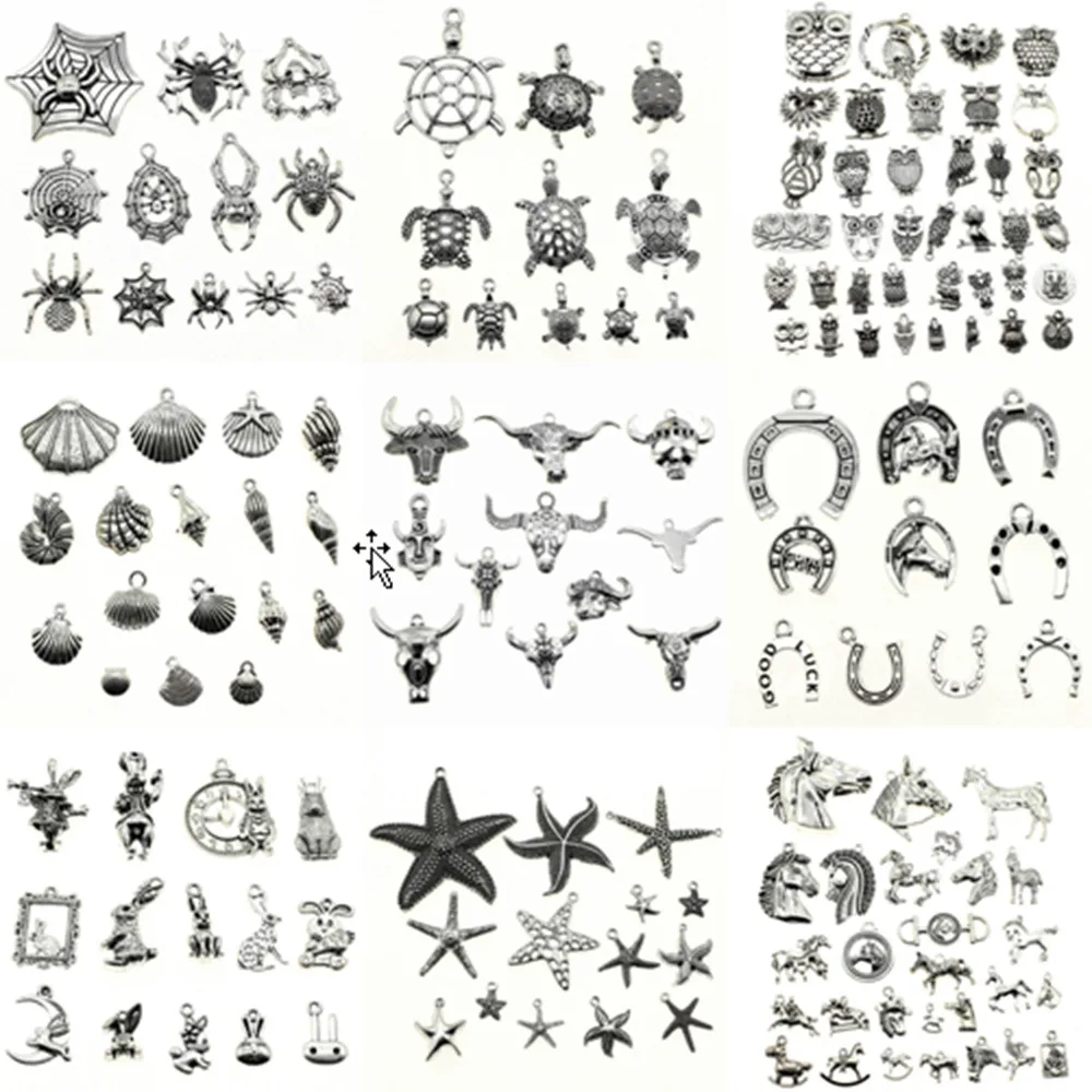 

Antique Silver Mixed Tortoise Accessories Jewelry DIY Pendant Charms For Bracelet Making