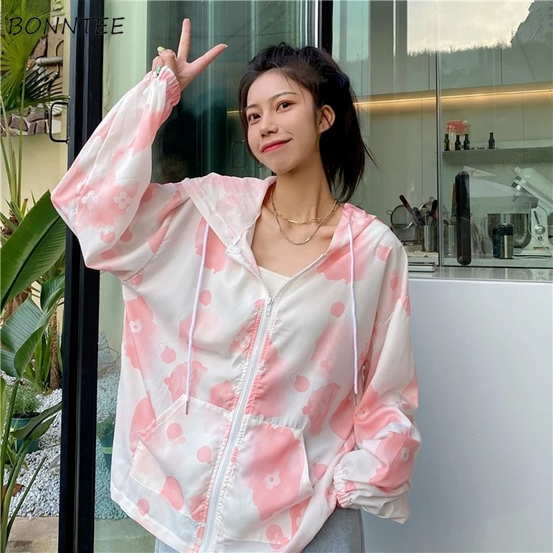 

Trench Women Popular Trendy New All-match Simple Lovely Young Ladies College Soft Colorful Printing Korean Style Elegant Summer